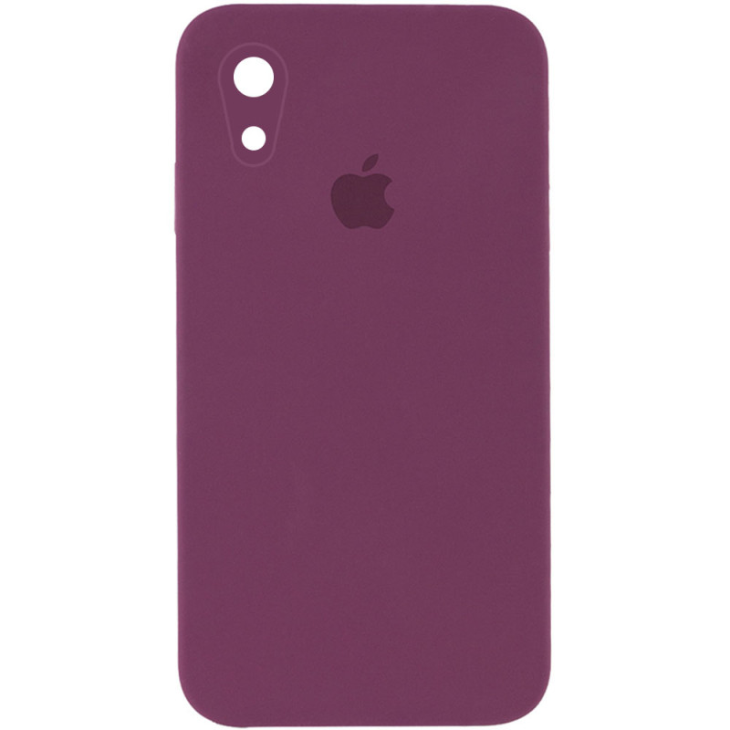 Чохол Silicone Case Square Full Camera Protective (AA) на Apple iPhone XR (6.1") (Бордовий / Maroon)