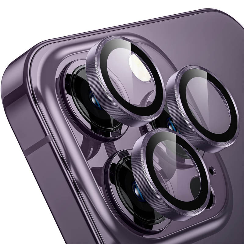 Фото Защитное стекло Metal Classic на камеру (в упак.) для Apple iPhone 14 Pro (6.1") / 14 Pro Max (6.7") (Темно-Фиолетовый / Deep Purple) на vchehle.ua