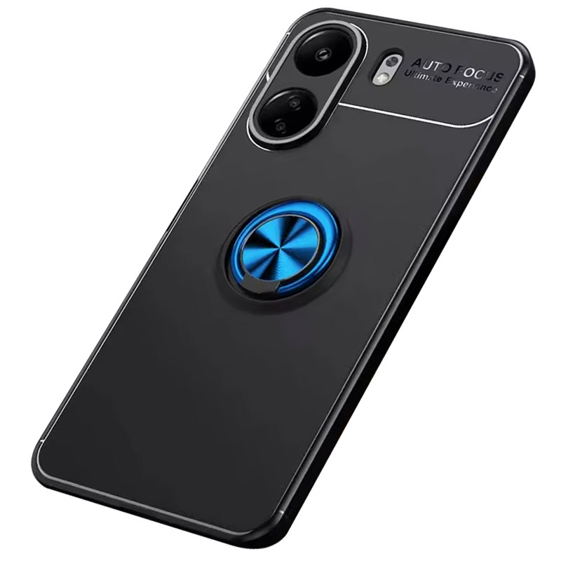 TPU чехол Deen ColorRing под магнитный держатель (opp) для Xiaomi Redmi 13C / Poco C65 (Черный / Синий)