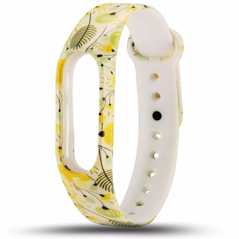 

Силіконовий ремінець з малюнком для Xiaomi Mi Band 5 / 6 (Жовтий / Квіти) 930107