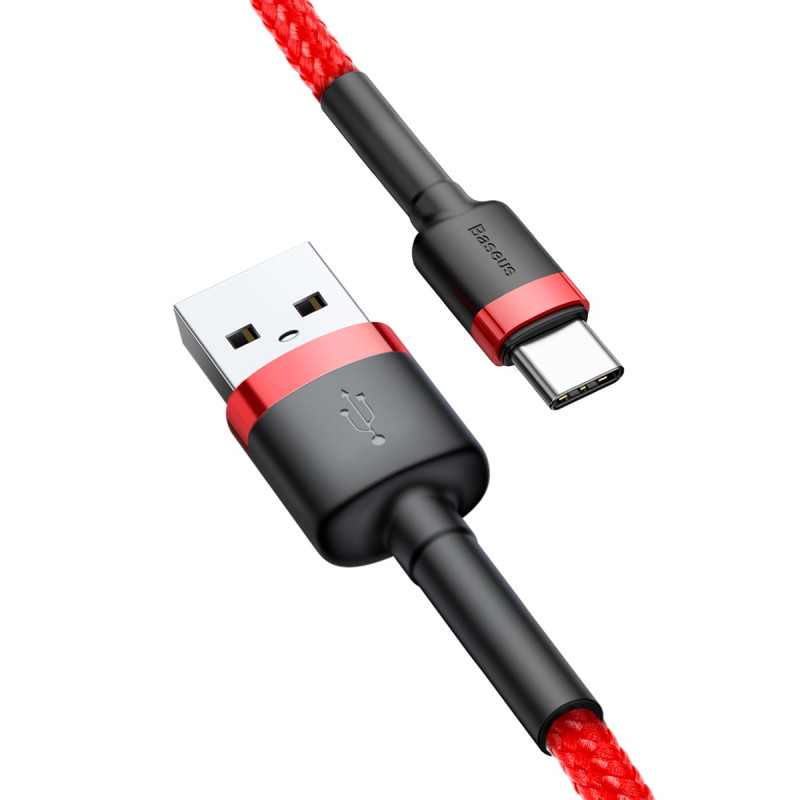 Дата кабель Baseus Cafule Type-C Cable 3A (0.5m) (CATKLF-A) (Красный) в магазине vchehle.ua