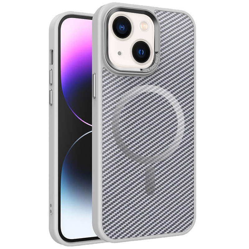 Чехол TPU+PC Carbon Mirage with Magnetic safe для Apple iPhone 13 / 14 (6.1") (Grey)