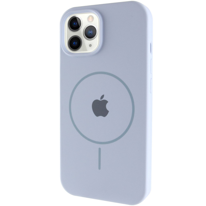 Чехол Silicone Case Full Protective (AA) with Magnetic Safe для Apple iPhone 11 Pro (5.8") (Голубой / Lilac Blue)