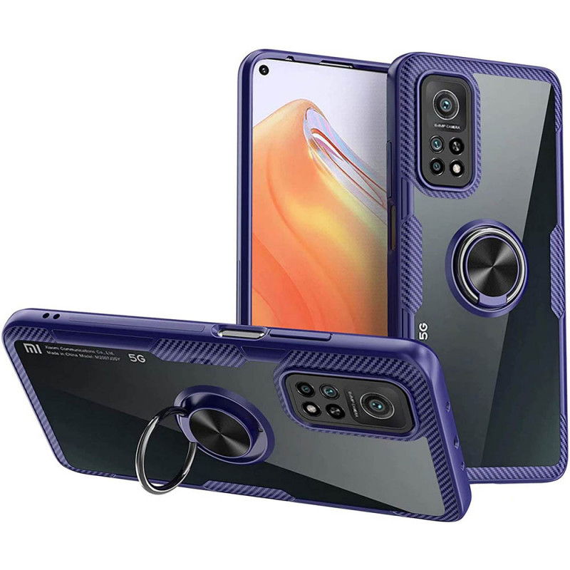 TPU+PC чохол Deen CrystalRing for Magnet (opp) на Xiaomi Mi 10T / Mi 10T Pro (Прозорий / Синій)