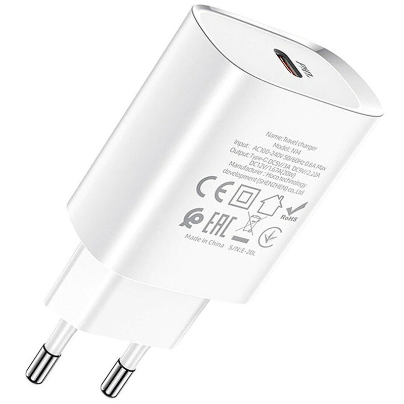 Фото СЗУ Hoco N14 PD 20W (1USB-C) (Белый) на vchehle.ua