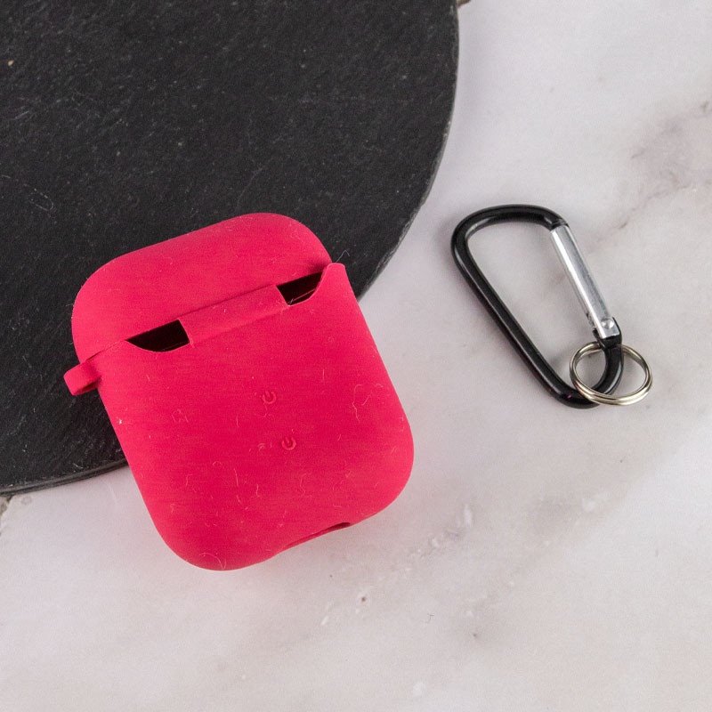 Купить Силиконовый футляр с микрофиброй для наушников Airpods 1/2 (Красный / Rose Red) на vchehle.ua