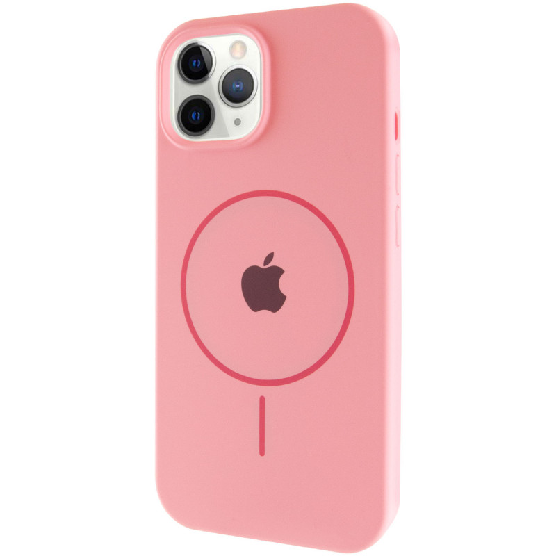 Чохол Silicone Case Full Protective (AA) with Magnetic Safe на Apple iPhone 12 Pro Max (6.7") (Рожевий / Light pink)
