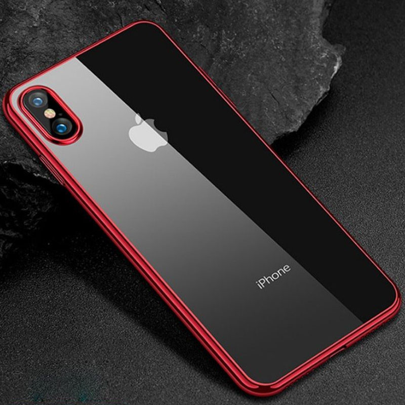 Фото Прозрачный силиконовый чехол глянцевая окантовка Full Camera для Apple iPhone XS Max (6.5") (Красный) на vchehle.ua