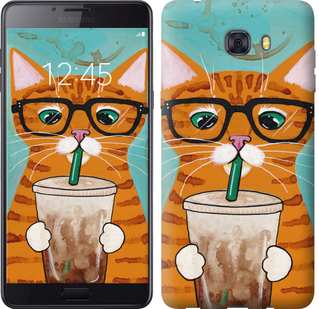 Чехол Зеленоглазый кот в очках для Samsung Galaxy C9 Pro