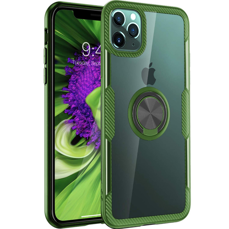 

TPU+PC чехол Deen CrystalRing под магнитный держатель для Apple iPhone 11 Pro (5.8") (Бесцветный / Оливковый) 775980