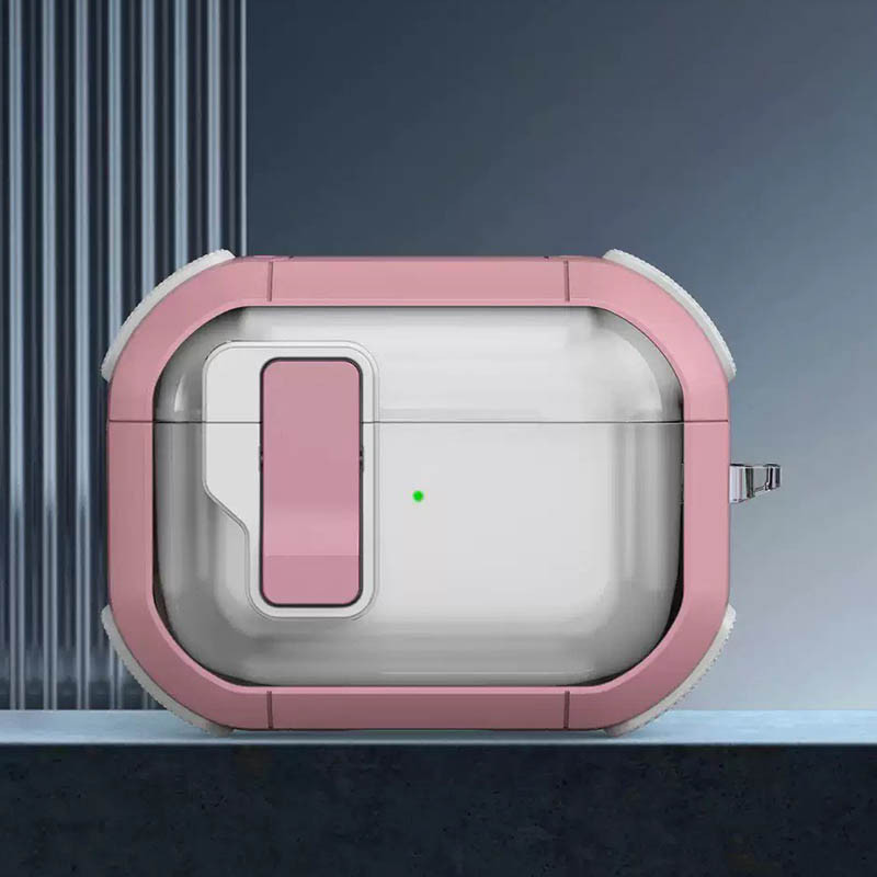 Фото Футляр противоударный Locking Button для наушников Airpods Pro 2 / Pro (Pink) на vchehle.ua