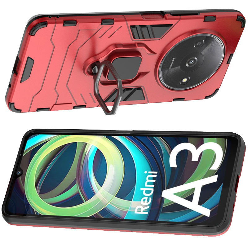Фото Ударопрочный чехол Transformer Ring for Magnet для Xiaomi Redmi A3 (Красный / Dante Red) в магазине vchehle.ua