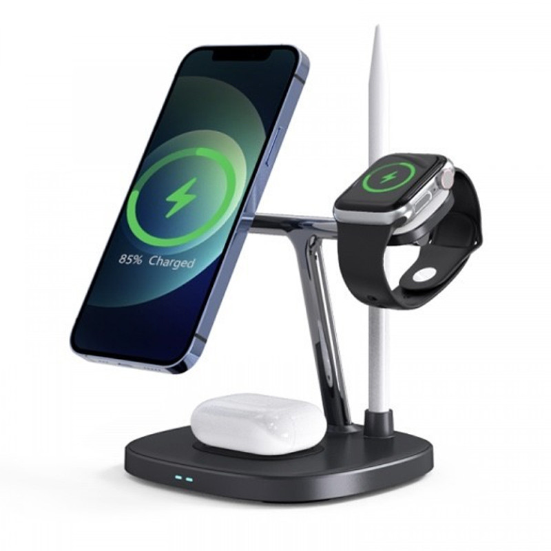 Фото Уценка БЗУ WIWU M8 4 in 1 wireless charger (Мятая упаковка / Black) на vchehle.ua