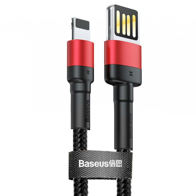 Дата кабель Baseus Cafule Lightning Cable Special Edition 2.4A (1m) (CALKLF) (CALKLF-G) (Чорний / Червоний)