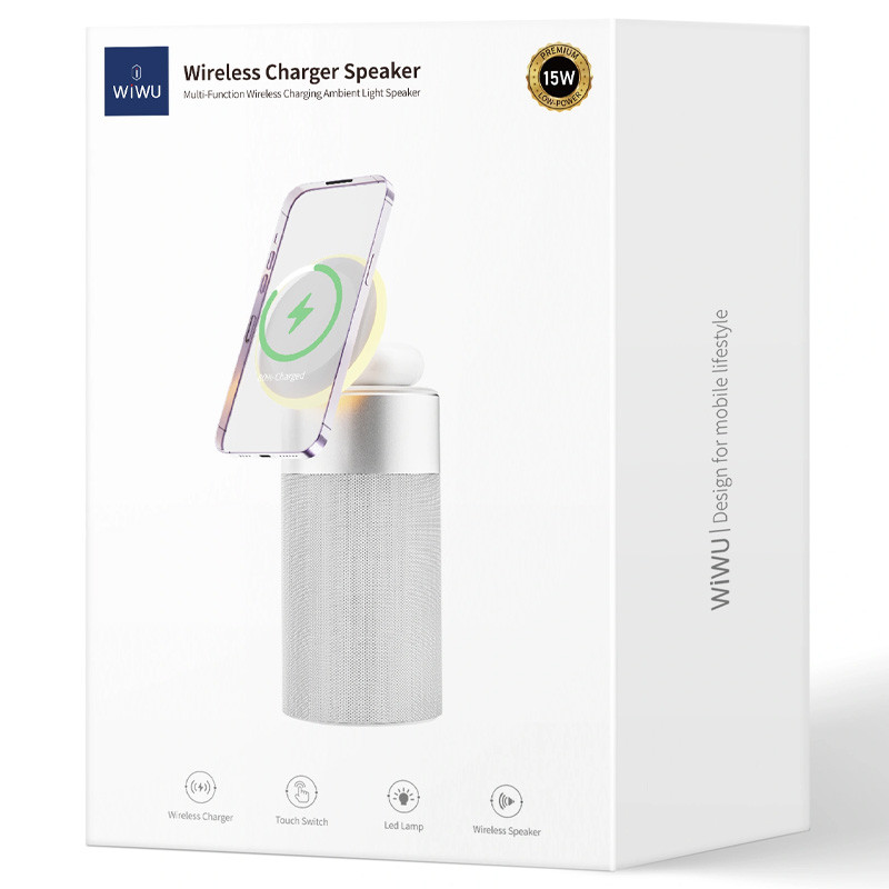 Купити БЗП WIWU Wi-W022 3 in 1 Wireless Charger+Bluetooth Speaker (White) на vchehle.ua