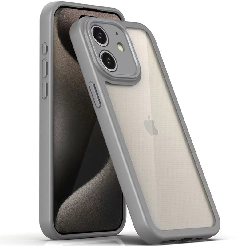 TPU чохол Transparent + Colour 1,5mm на Apple iPhone 12 (6.1") (Grey)