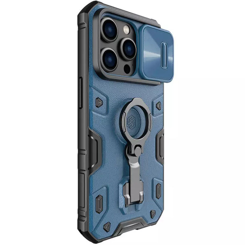 TPU+PC чохол Nillkin Metal CamShield Armor Pro no logo (зі шторкою) на Apple iPhone 14 Pro Max (Blue) в магазині vchehle.ua