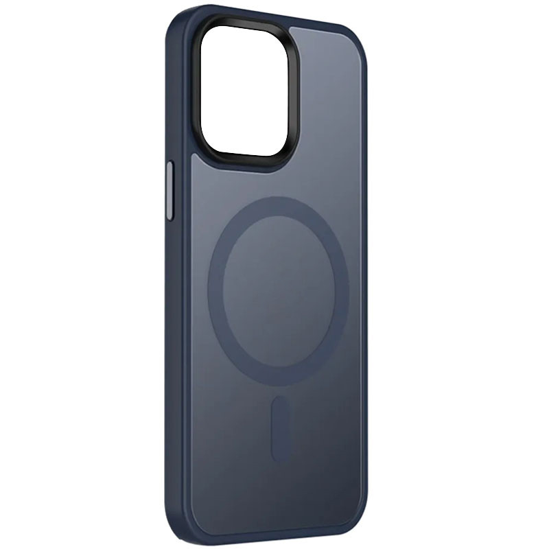 TPU+PC чехол Metal Buttons with  Magnetic Safe Colorful для Apple iPhone 13 (6.1") (Синий / Navy Blue)