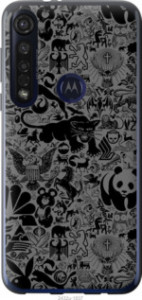 Чехол Чёрно-серый стикер бомбинг для Motorola G8 Plus