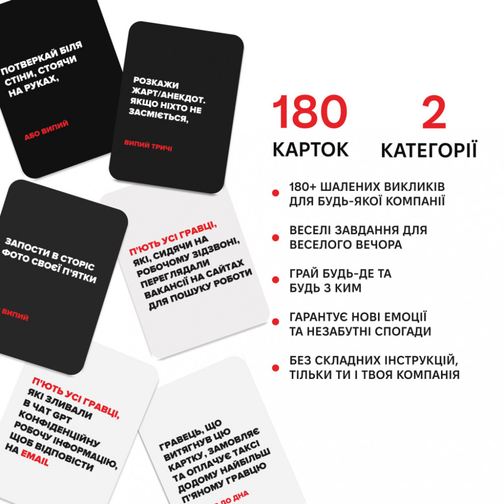 Настольная игра "(Не)пьяные друзья" 0030MG 180 карточек в магазине vchehle.ua
