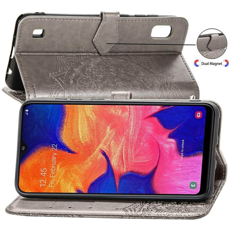 Шкіряний чохол-книжка Art Case з візитницею на Samsung Galaxy A10 (A105F) (Сірий) в магазині vchehle.ua