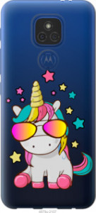Чехол Единорог в очках для Motorola E7 Plus