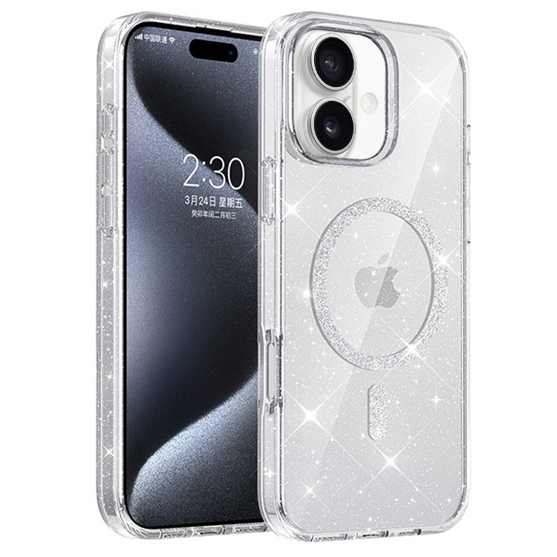 Чехол TPU Eclipse Sparkle (MagFit) для Apple iPhone 16 (6.1") (Clear)