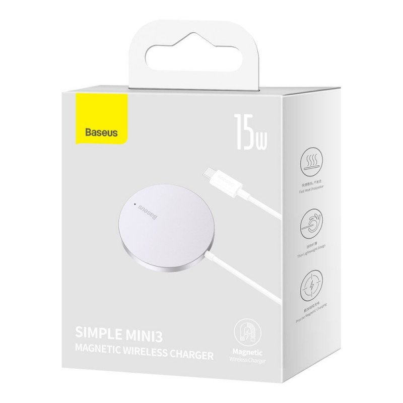 Замовити БЗП Baseus Simple Mini3 Magnetic Wireless Charger 15W (CCJJ0400) (Silver) на vchehle.ua