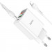 Купить СЗУ Hoco C100A with digital display PD20W+QC3.0 (1USB-A/1C) + кабель Type-C to Lightning (White) на vchehle.ua