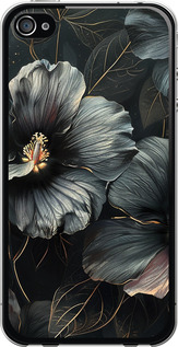 Чехол Черные цветы для iPhone 4