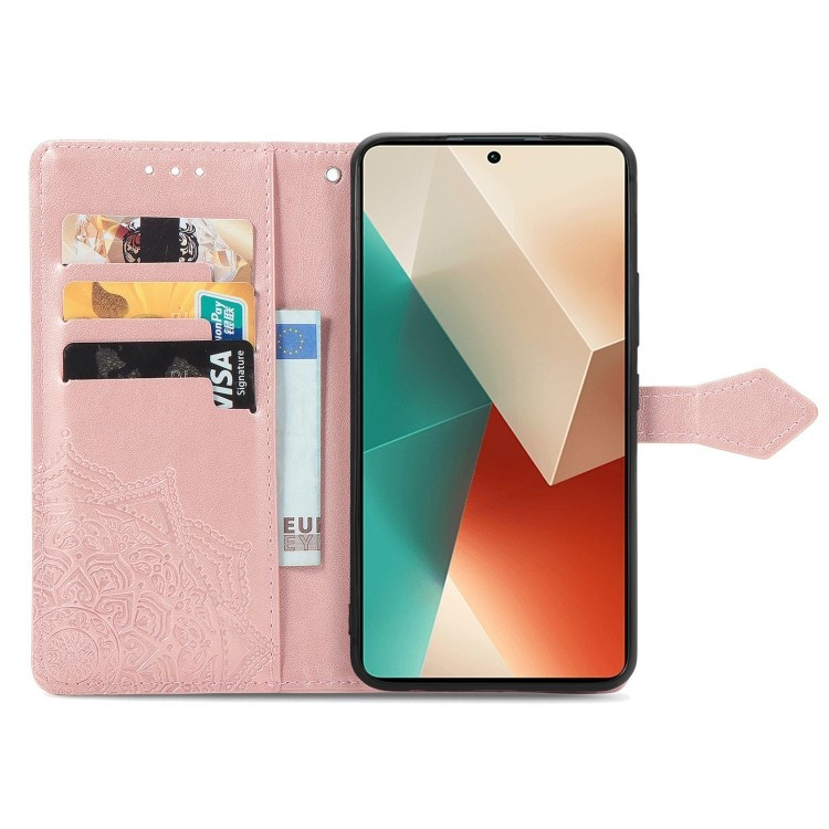 Шкіряний чохол-книжка Art Case з візитницею на Xiaomi Redmi Note 14 Pro 4G (Рожевий) в магазині vchehle.ua