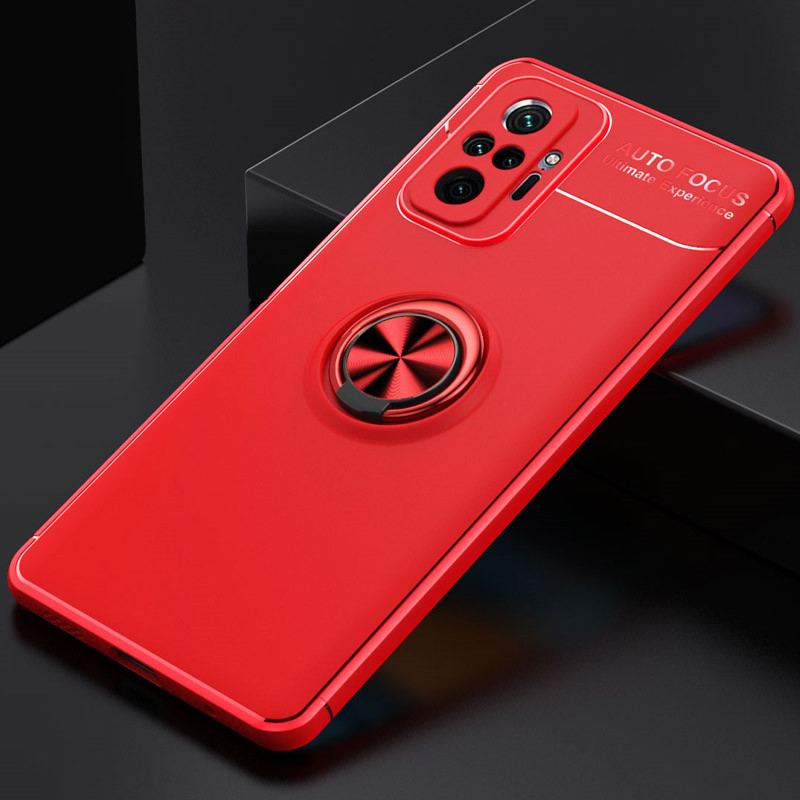 Фото TPU чехол Deen ColorRing под магнитный держатель (opp) для Xiaomi Redmi Note 10 Pro / 10 Pro Max (Красный / Красный) на vchehle.ua