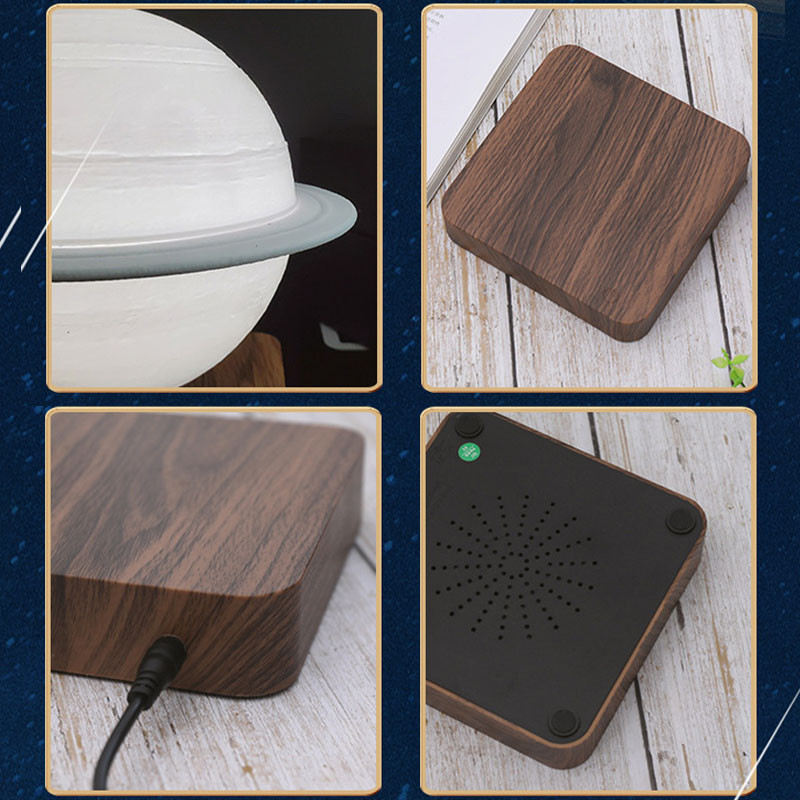 Магнитный левитационный светильник HCNT Levitating Lamp Saturn (Dark Wood Grain) в магазине vchehle.ua