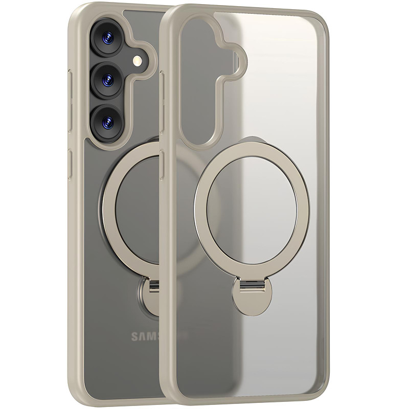 TPU+PC чохол Magnetic Safe Colorful HQ Ring на Samsung Galaxy S25 (Light Grey)