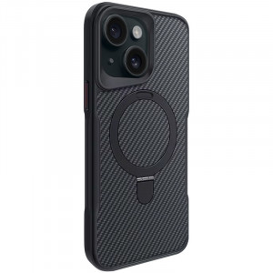 TPU+PC чехол Metal Buttons with Magnetic Safe Carbon Ring для iPhone 14