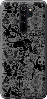 Чохол Чорно-сірий стікер бомбинг на Xiaomi Redmi Note 8 Pro