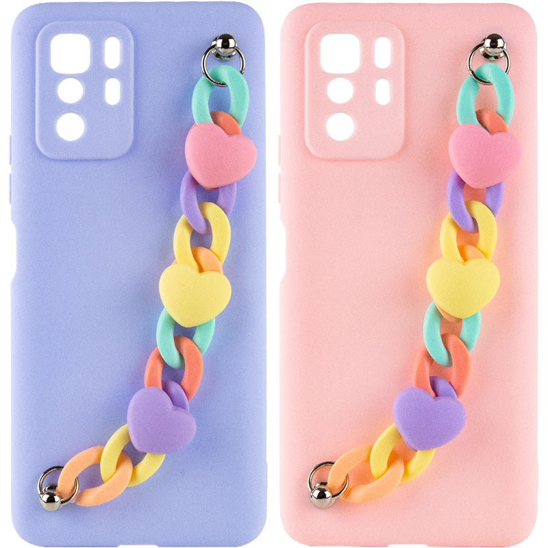 Чехол Chained Heart c подвесной цепочкой для Xiaomi Redmi Note 10 Pro 5G