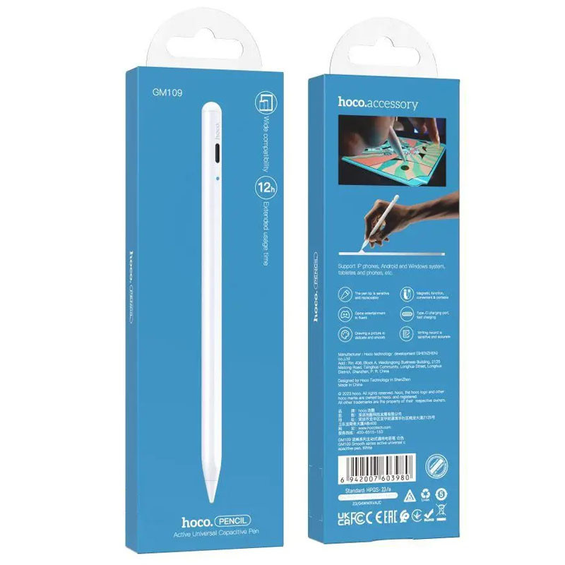 Фото Стилус Hoco GM109 Universal Capacitive Pen (White) в магазине vchehle.ua