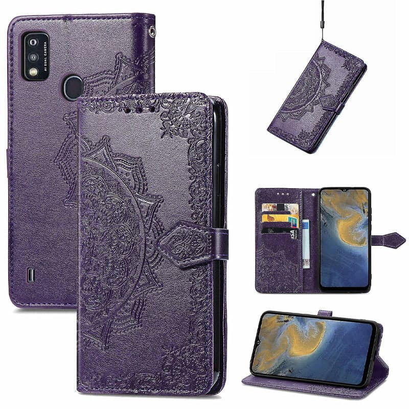 Шкіряний чохол-книжка Art Case з візитницею на ZTE Blade A51 (Фіолетовий) в магазині vchehle.ua