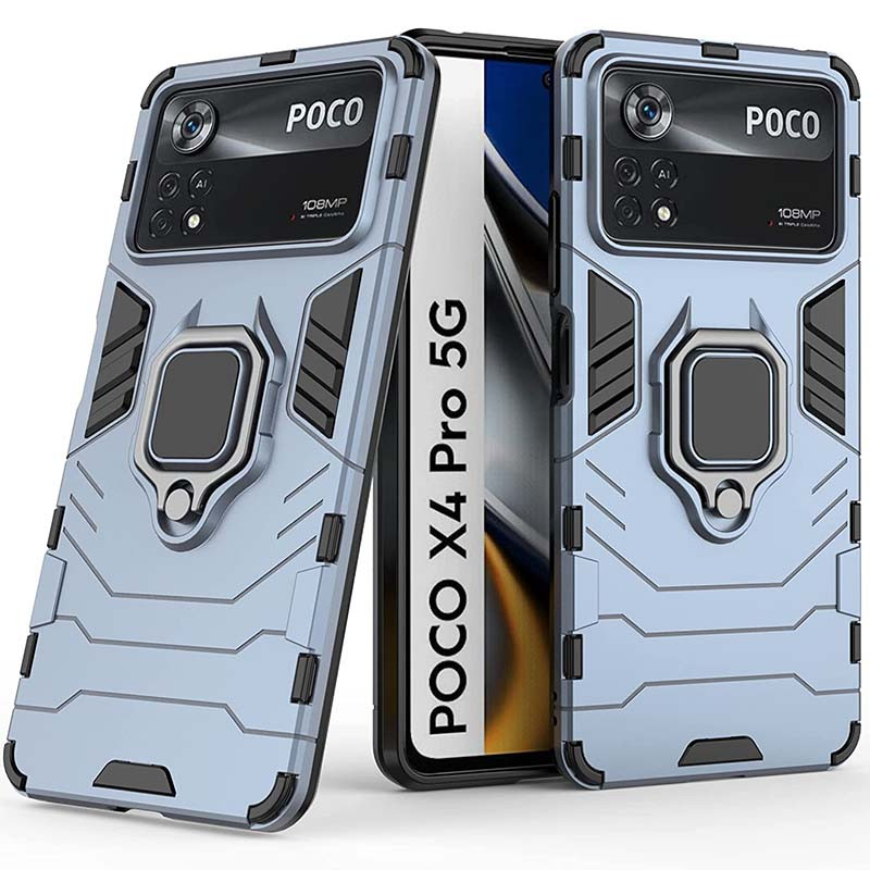 Ударопрочный чехол Transformer Ring for Magnet для Xiaomi Poco X4 Pro 5G (Серый / Metal slate)