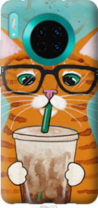Чохол Зеленоокий кіт в окулярах на Huawei Mate 30