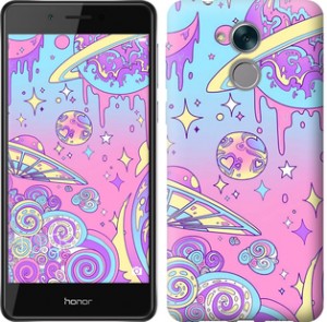 Чехол Розовая галактика для Huawei Honor 6C Pro