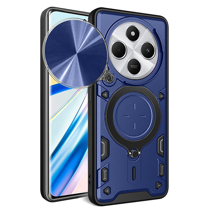 Фото Ударопрочный чехол Bracket case with Magnetic для Xiaomi Redmi 14C / Poco C75 (Blue) на vchehle.ua