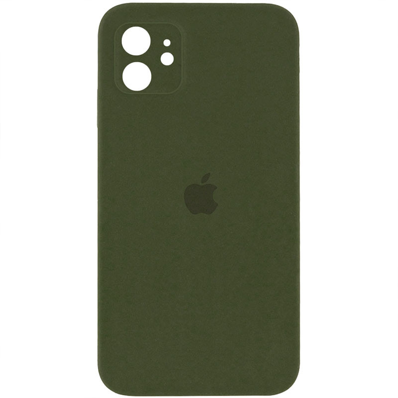 Чохол Silicone Case Square Full Camera Protective (AA) на Apple iPhone 11 (6.1") (Зелений / Dark Olive)