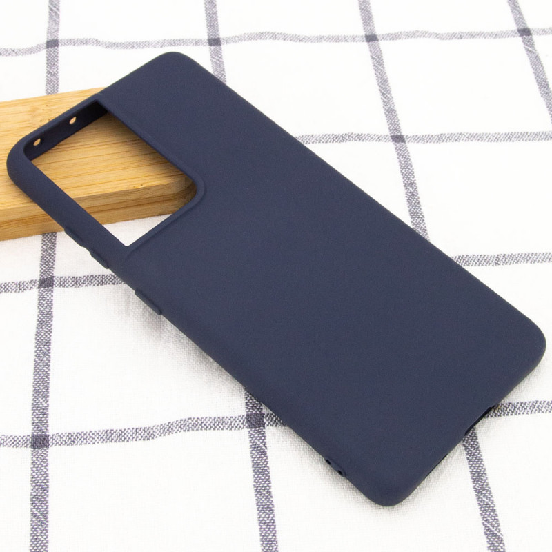 Фото Чохол Silicone Cover Full without Logo (A) на Samsung Galaxy S21 Ultra (Дефект упаковки / Синій / Midnight blue) на vchehle.ua