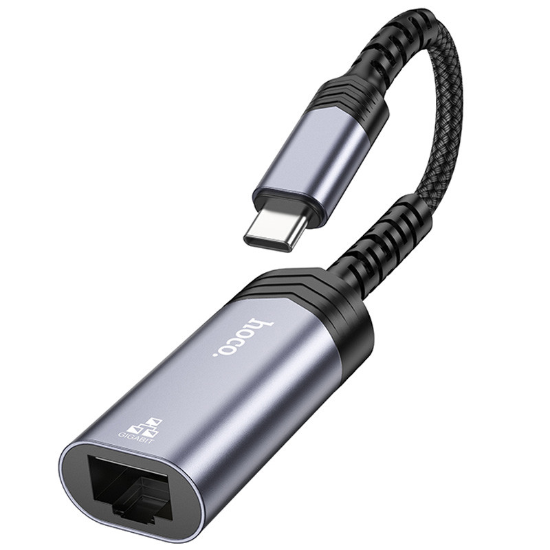 Купить Переходник Hoco UA26 Type-C ethernet adapter (1000 Mbps) (Metal gray) на vchehle.ua