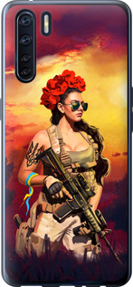 Чехол Украинка с оружием для Oppo A91