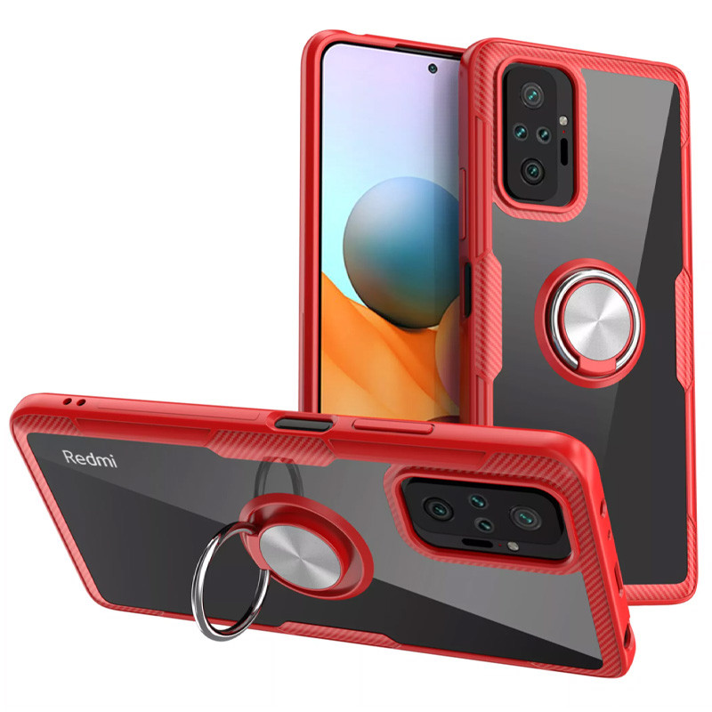 

TPU+PC чохол Deen CrystalRing for Magnet (opp) для Xiaomi Redmi Note 10 Pro (Безбарвний / Червоний) 1147616
