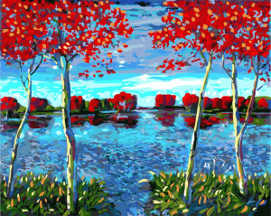 Картина по номерам. Brushme "Осенний пруд" GX23765                                                   (Разноцветный)