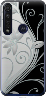 Чехол Цветы на чёрно-белом фоне для Motorola G8 Plus